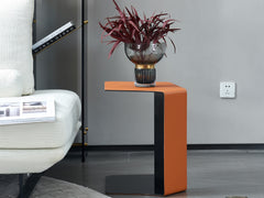 Side Table - Orange Leather